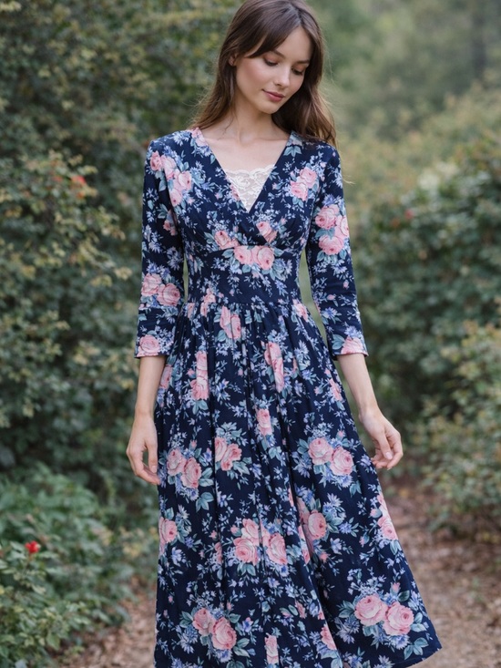 All that Jazz Dresses & Skirts - All That Jazz VTG Floral MIDI Prairie Dress Empire Waist XS Cottagecore